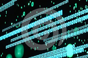Glowing binary digit with dark background, 3d rendering