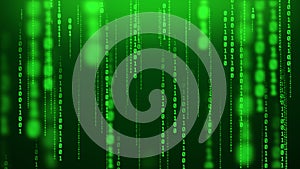 Glowing binary rain computer inside matrix numeric blur background