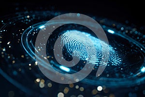 Digital fingerprint in a futuristic data visualization pattern