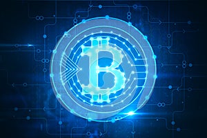 Glowing bitcoin backdrop