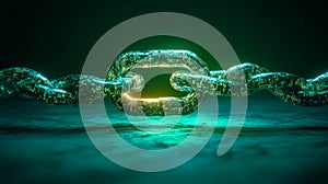 Glowing blockchain security, digital chain protecting data in cyberspace