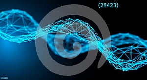 Abstract Blue Network Structure with Glowing Nodes and Lines on Dark Background image photo