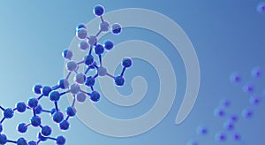 Glowing blue atomic structure in abstract light