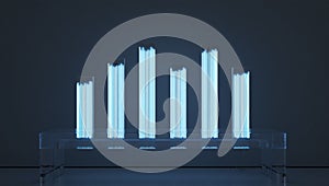 Abstract Blue Glowing Bar Chart Representing Data Growth and Success