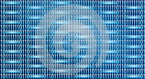 Glowing blue binary code background representing digital data flow and futuristic technology pattern
