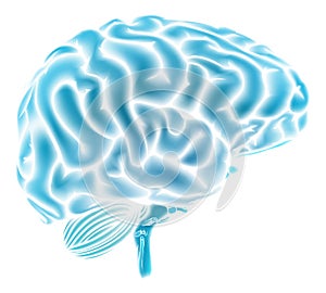 Glowing blue brain concept