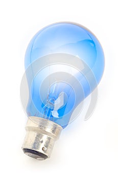 Glowing blue bulb on white