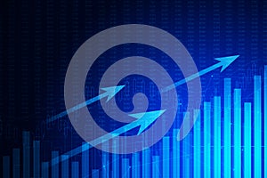 Glowing blue business graph