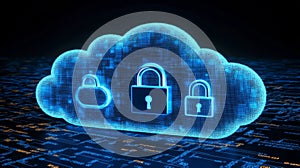 Glowing Blue Cloud Data Security Network
