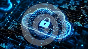 Glowing Blue Cloud Security Network Data Protection