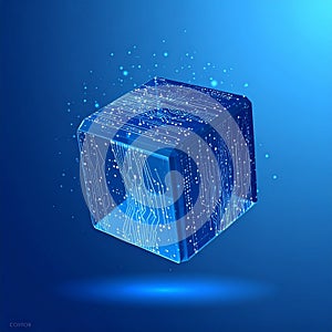 Futuristic Tech Cube with Digital Circuits