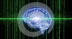 Digital Brain with Binary Code and Circuitry Background artificial intelligence technology