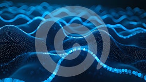 Glowing blue digital wave, data flow, technology background