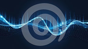 Glowing Blue Digital Wave Pattern on Dark Background for Technology