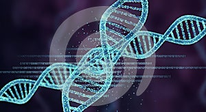 Digital DNA Helix with Binary Code, Genetic Engineering, Science Technology Concept