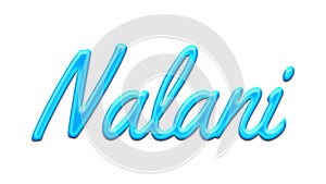 Glowing blue effect of name Nalani on white background.