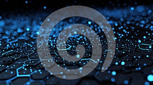 glowing blue hexagon network pattern