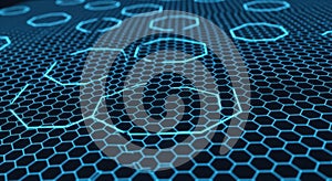 Glowing blue hexagonal grid pattern representing digital connection