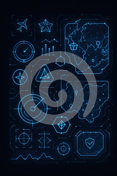 Futuristic radar hud interface