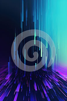 Glowing blue interference lines and lights on black, created using generative ai technology