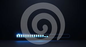 Futuristic Blue Loading Bar Progress Indicator on Dark Background Concept