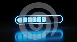 Glowing Blue Loading Bar with Progress Indicator and Reflection
