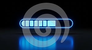 Glowing Blue Loading Bar With Reflection On Dark Surface progress bar progress