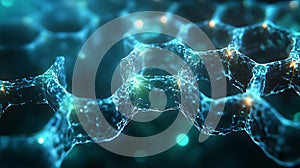 Glowing blue nanostructure, abstract background, technology, science