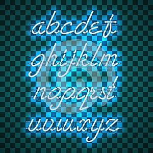 Glowing Blue Neon Lowercase Script Font