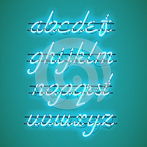 Glowing Blue Neon Lowercase Script Font