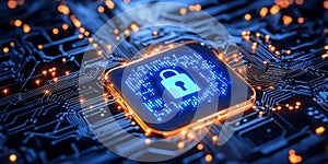 Cybersecurity: Digital Lock on Circuit Board