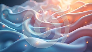 Glowing Blue and Peach Silk Drape Texture Background