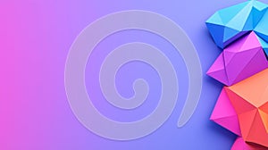 A glowing, blue and pink polygonal surface adorned with tetrahedrons. A neon, futuristic 3D wallpaper. photo