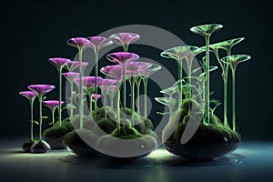 glowing botanical experiment: bio-chemistry\'s luminescent arboreal muse photo