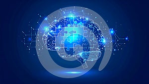 Glowing Brain Puzzle â Problem Solving and Intelligence Concept, AI-Generated