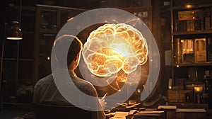 A glowing brain symbolizes innovation and intelligence