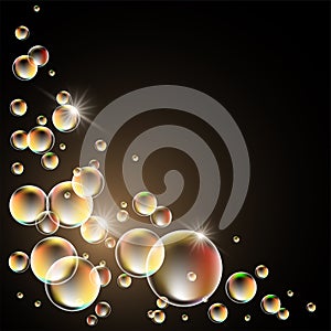 Glowing bubbles on dark background