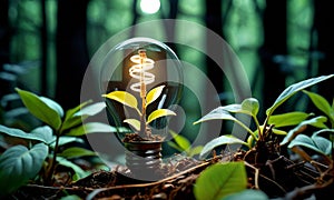 Glowing Bulb Amidst Greenery