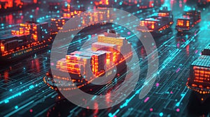Glowing Cargo Ships in a Digital Network