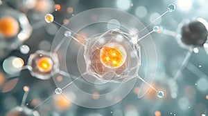 Glowing Cell Structure Microscopic Abstract Science Background