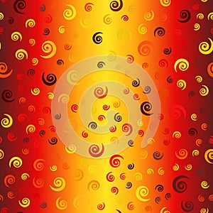 Glowing chaotic spiral pattern. Seamless vector vortex background