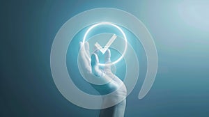The glowing checkmark authentication.AI generated image