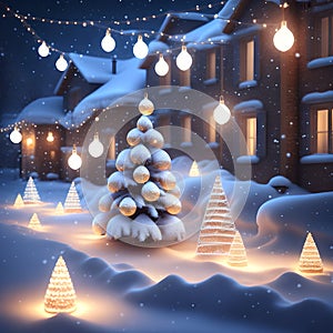 Glowing Christmas Lights in Snow christmas wallpaper