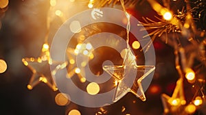 The glowing Christmas stars.AI generated image