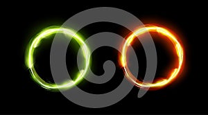 Glowing Circles in Green and Orange colors