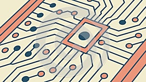 Glowing Circuit Board Pattern with Data Points, vector design Generative AI