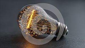 glowing circuit inside lightbulb