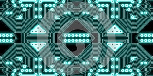 Glowing circuits for your sci-fi projects, cyber circuits, cyberpank,seamless high definition pattern. Realistic circuit boards