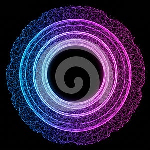 Glowing circular pattern of interconnected lines creating a dynamic, geometric design