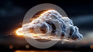 Glowing Cloud Computing Network with Binary Data, Digital technology cloud connection with binary code and data stream background